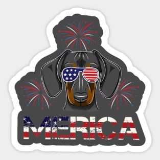 Cute Daschund Merica Memorial Day Patriot Sticker